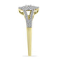 Anillo de Plata Bañada en Oro con Diamante blanco y Zircón Blanco