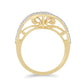 Anillo de Plata Bañada en Oro con Diamante blanco y Zircón Blanco