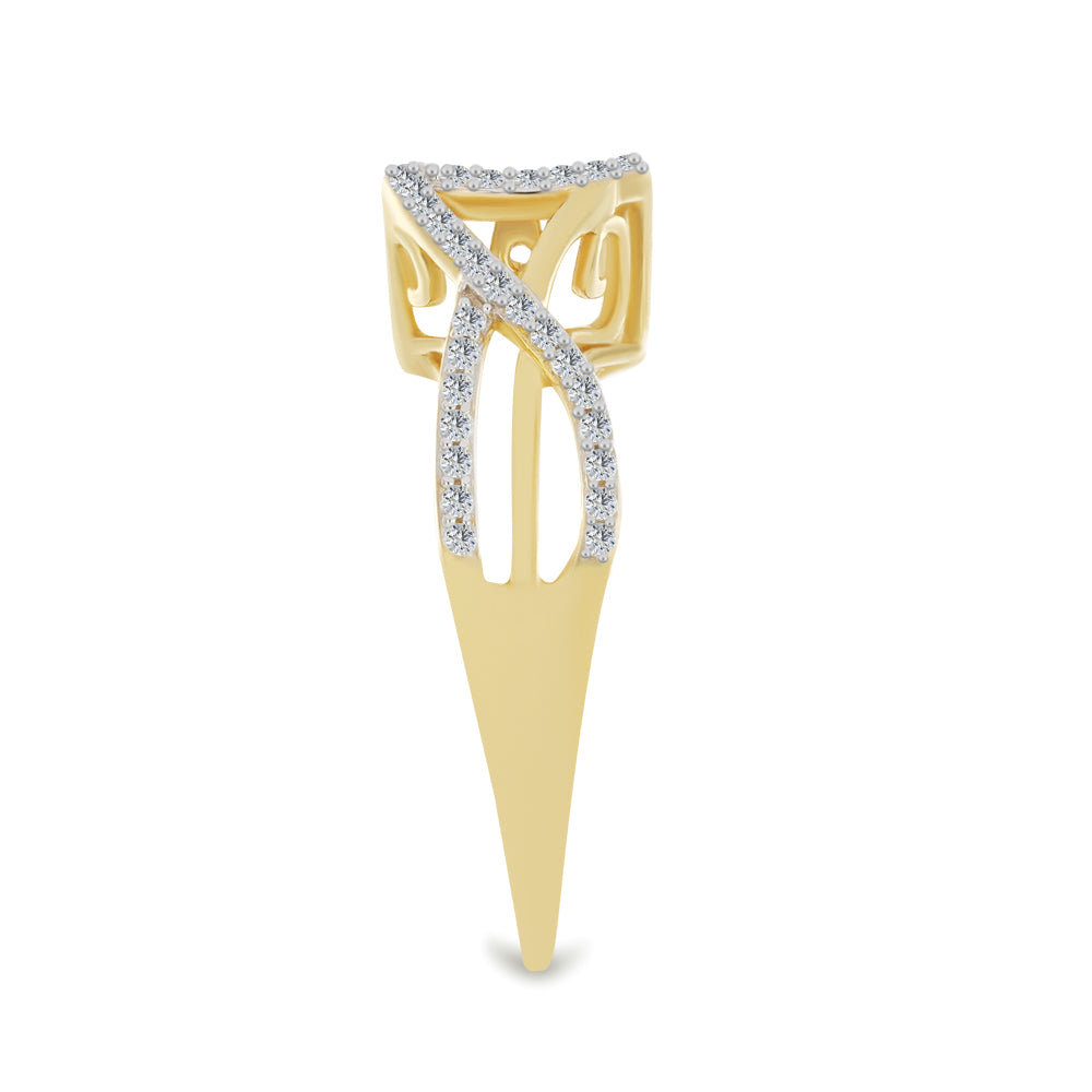 Anillo de Plata Bañada en Oro con Diamante blanco y Zircón Blanco