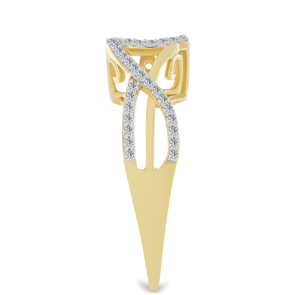 Anillo de Plata Bañada en Oro con Diamante blanco y Zircón Blanco 8 