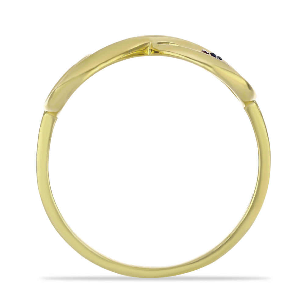Anillo de Plata Bañada en Oro con Diamante Azul