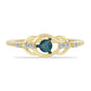 Anillo de Plata Bañada en Oro con Diamante Azul y Zircón Blanco
