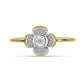 Anillo de Plata Bañada en Oro con Diamante blanco y Zircón Blanco