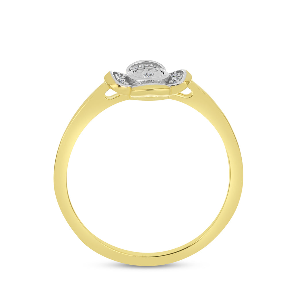 Anillo de Plata Bañada en Oro con Diamante blanco y Zircón Blanco 2 