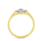 Anillo de Plata Bañada en Oro con Diamante blanco y Zircón Blanco