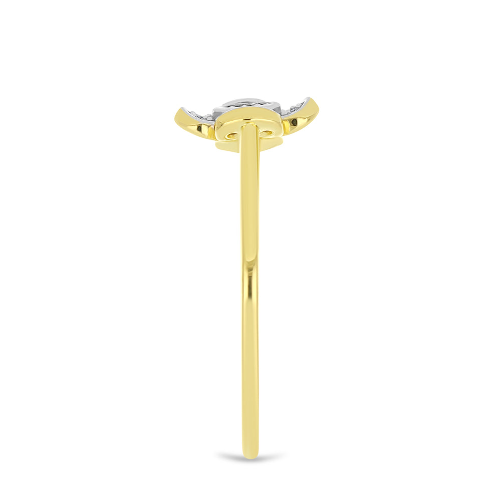 Anillo de Plata Bañada en Oro con Diamante blanco y Zircón Blanco