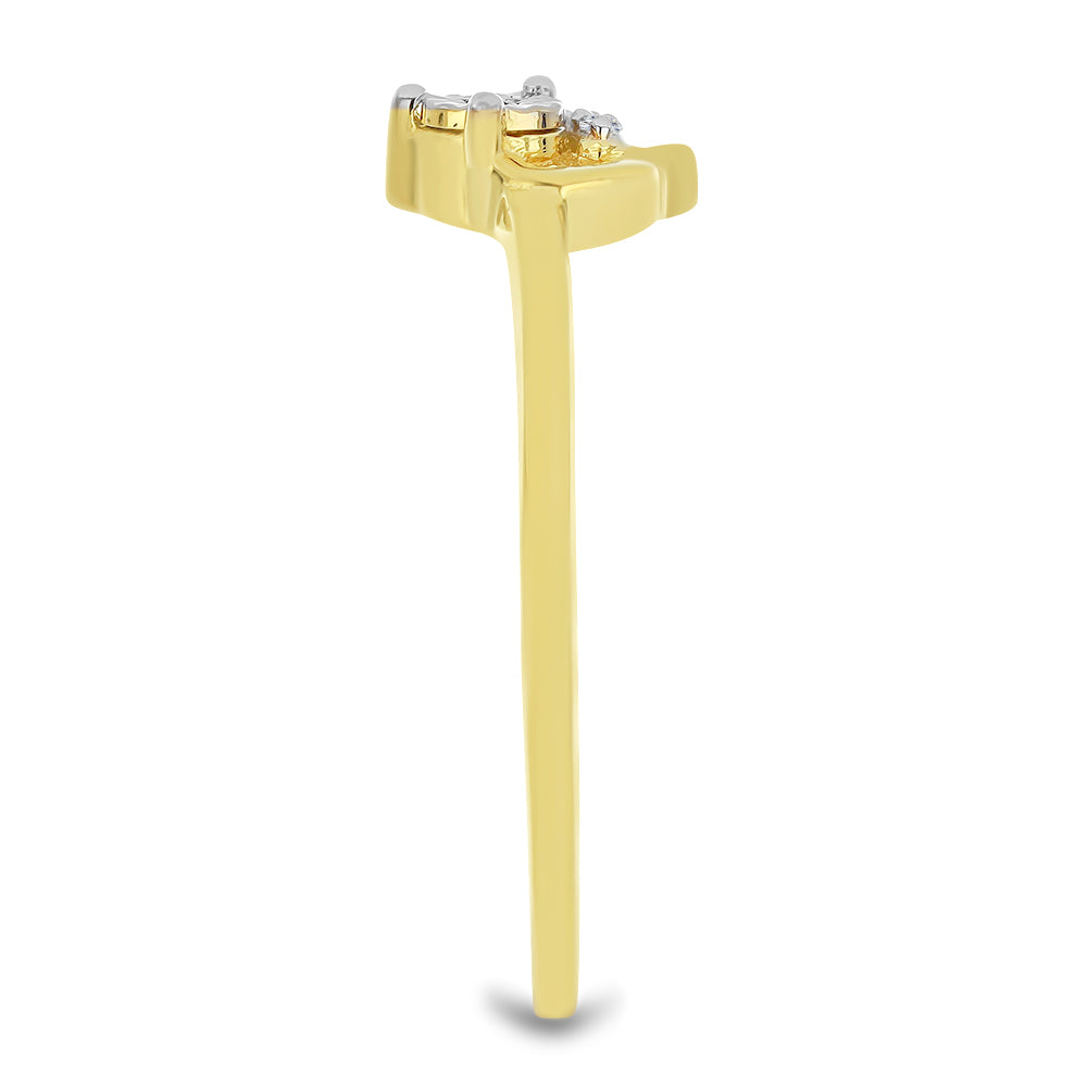 Anillo de Plata Bañada en Oro con Diamante blanco y Zircón Blanco 4 