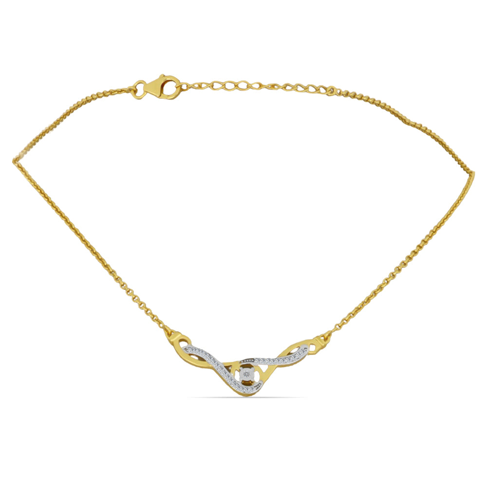Collar de Plata Bañada en Oro con Diamante blanco y Zircón Blanco