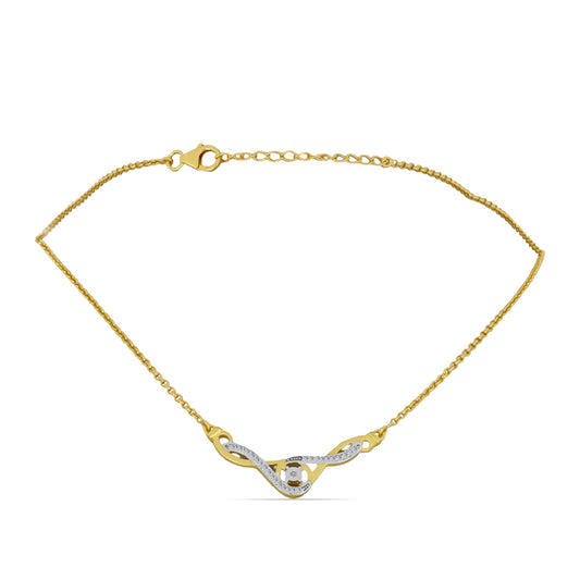 Collar de Plata Bañada en Oro con Diamante blanco y Zircón Blanco