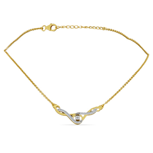Collar de Plata Bañada en Oro con Diamante blanco y Zircón Blanco