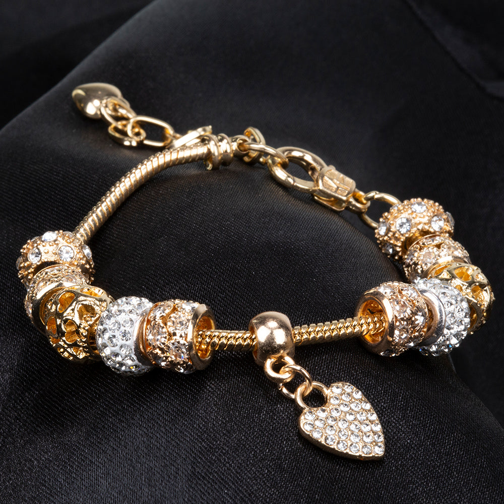 Pulsera de Aleación Bañado en Oro con Cristal Emporia® Blanco 3 