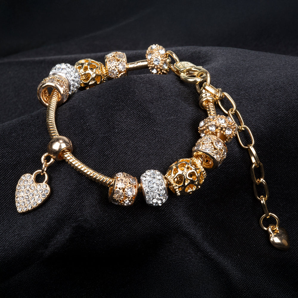 Pulsera de Aleación Bañado en Oro con Cristal Emporia® Blanco