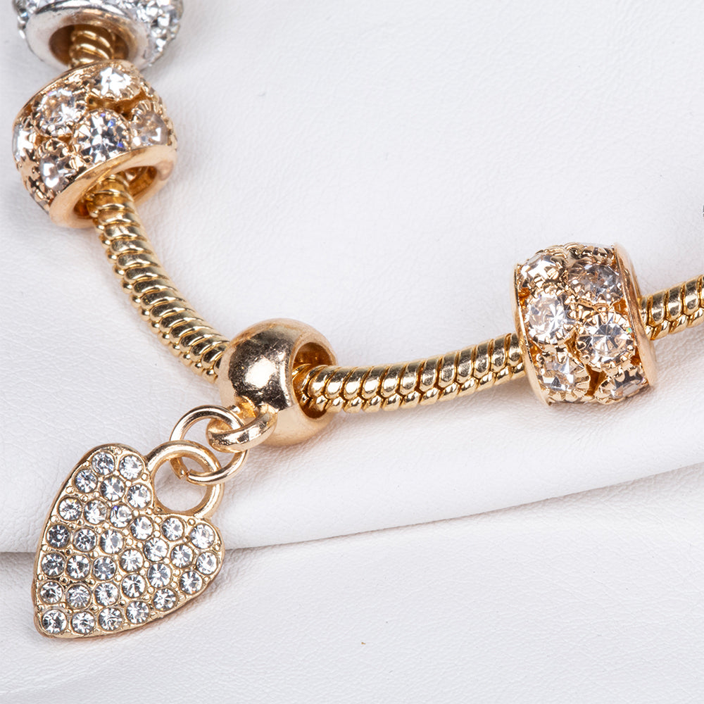 Pulsera de Aleación Bañado en Oro con Cristal Emporia® Blanco