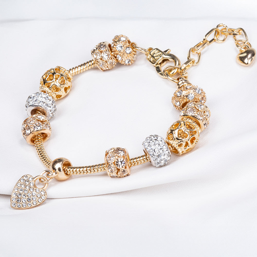 Pulsera de Aleación Bañado en Oro con Cristal Emporia® Blanco
