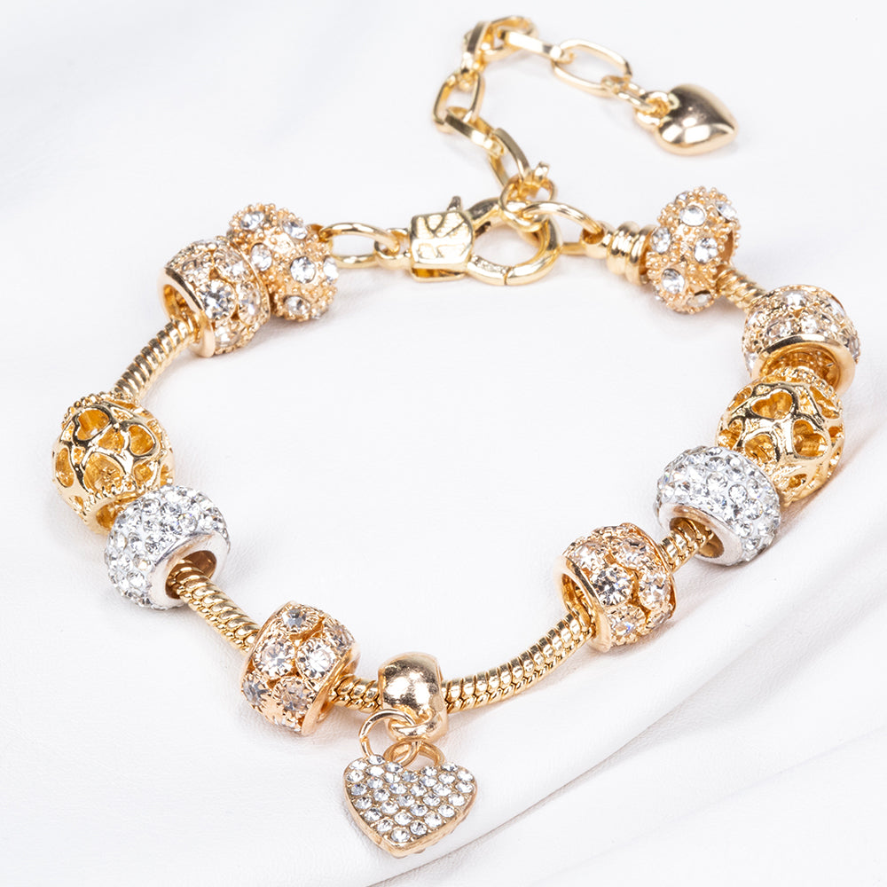 Pulsera de Aleación Bañado en Oro con Cristal Emporia® Blanco
