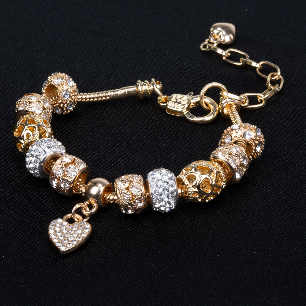 Pulsera de Aleación Bañado en Oro con Cristal Emporia® Blanco 10 