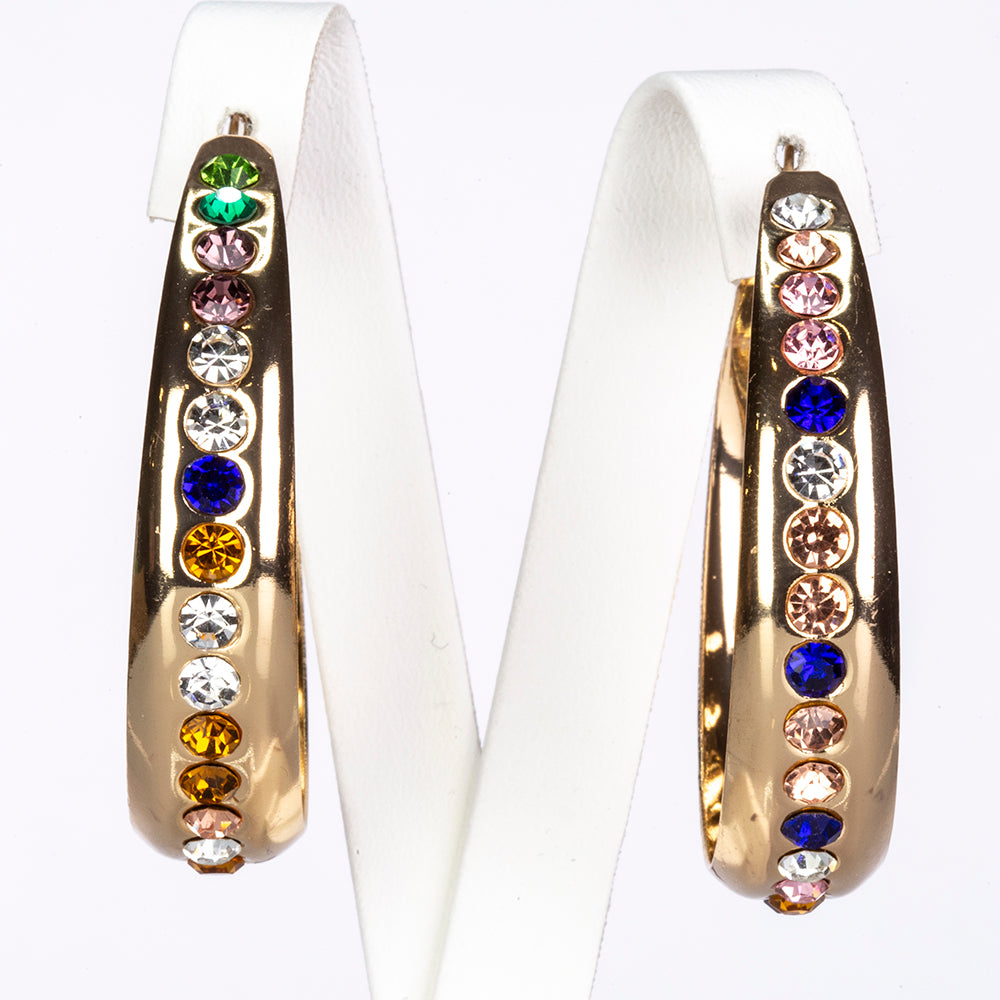 Pendientes de Aleación Bañado en Oro con Cristal Emporia® Rojo y Cristal Emporia® Azul 2 
