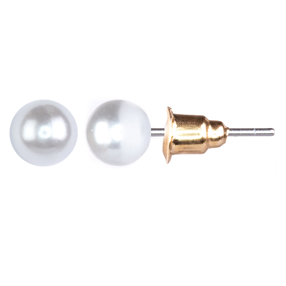 Conjunto de Aleación Bañado en Oro con Perla y Cristal Emporia® Blanco ( Pendientes ) 18 