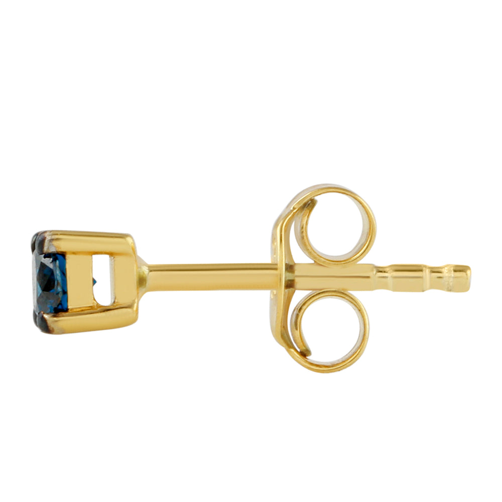 Pendientes de Plata Bañada en Oro con Diamante Azul