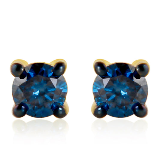 Pendientes de Plata Bañada en Oro con Diamante Azul
