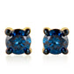 Pendientes de Plata Bañada en Oro con Diamante Azul