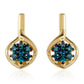 Pendientes de Plata Bañada en Oro con Diamante Azul