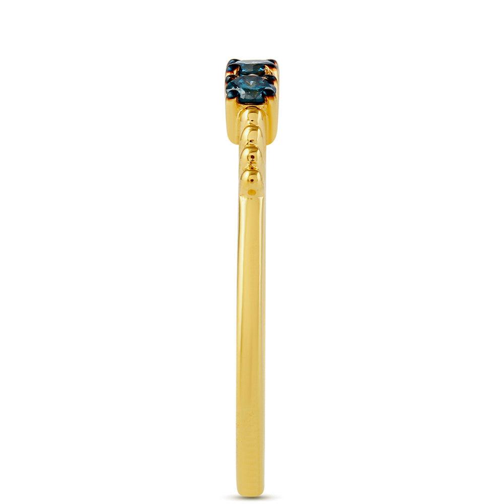 Anillo de Plata Bañada en Oro con Diamante Azul 3 
