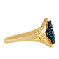 Anillo de Plata Bañada en Oro con Diamante Azul