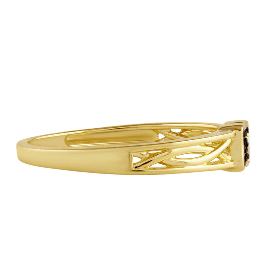 Anillo de Plata Bañada en Oro con Diamante Azul
