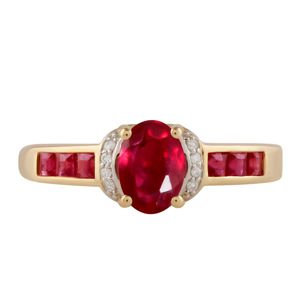 Anillo de Oro 9K con Rubí de Madagascar y Zircón Blanco 1 