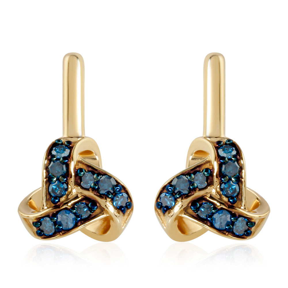 Pendientes de Plata Bañada en Oro con Diamante Azul 1 