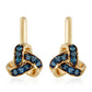 Pendientes de Plata Bañada en Oro con Diamante Azul