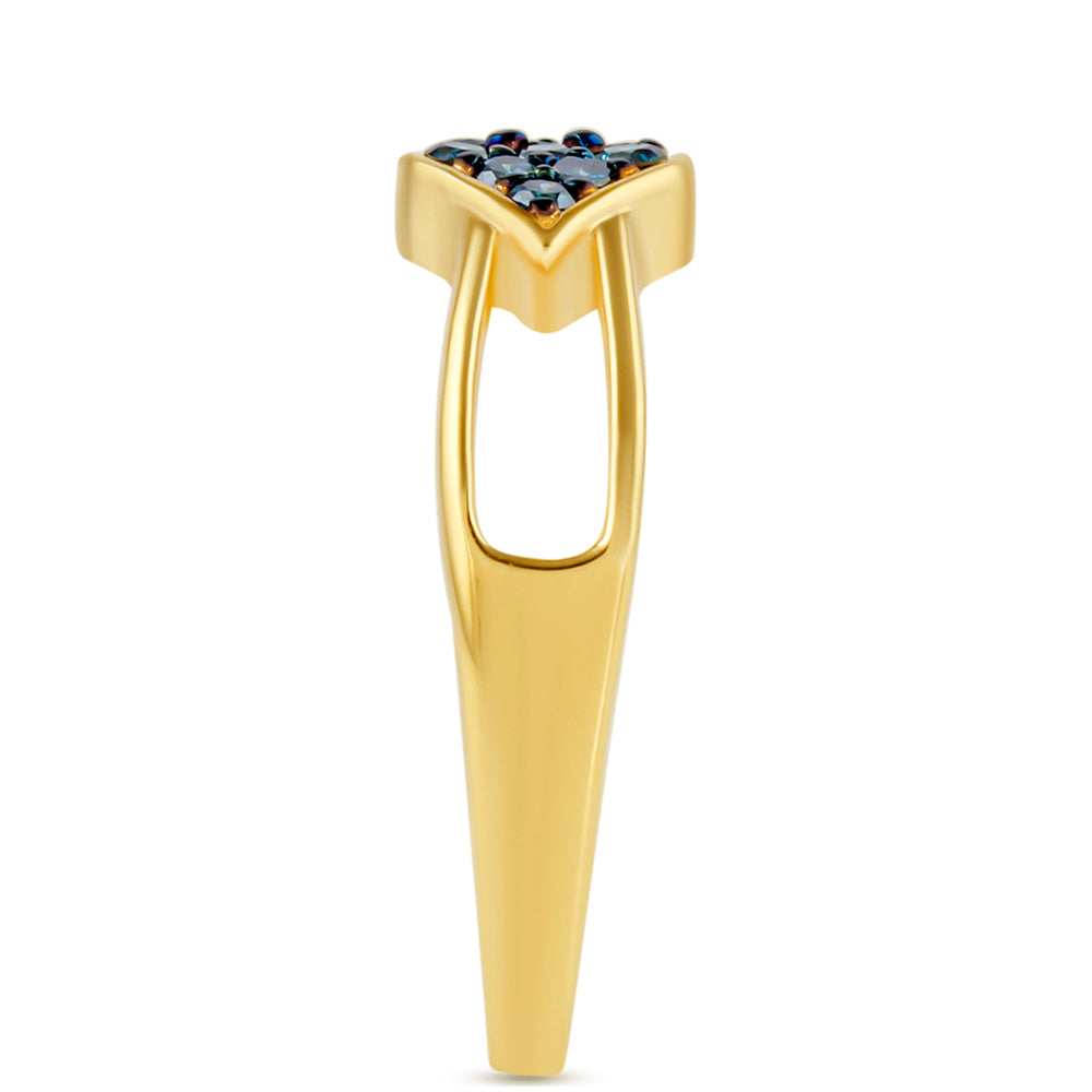 Anillo de Plata Bañada en Oro con Diamante Azul 3 