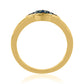 Anillo de Plata Bañada en Oro con Diamante Azul