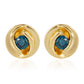 Pendientes de Plata Bañada en Oro con Diamante Azul