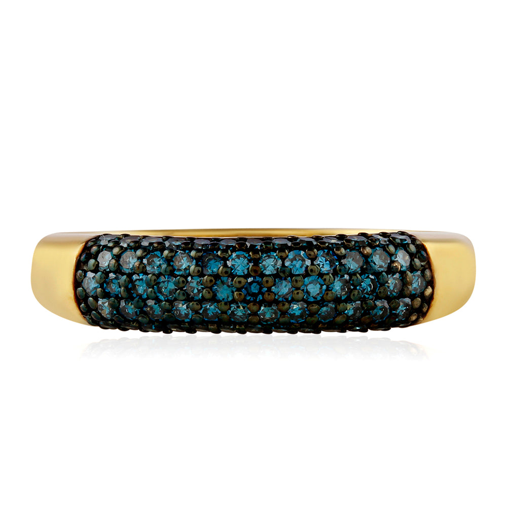 Anillo de Plata Bañada en Oro con Diamante Azul 1 