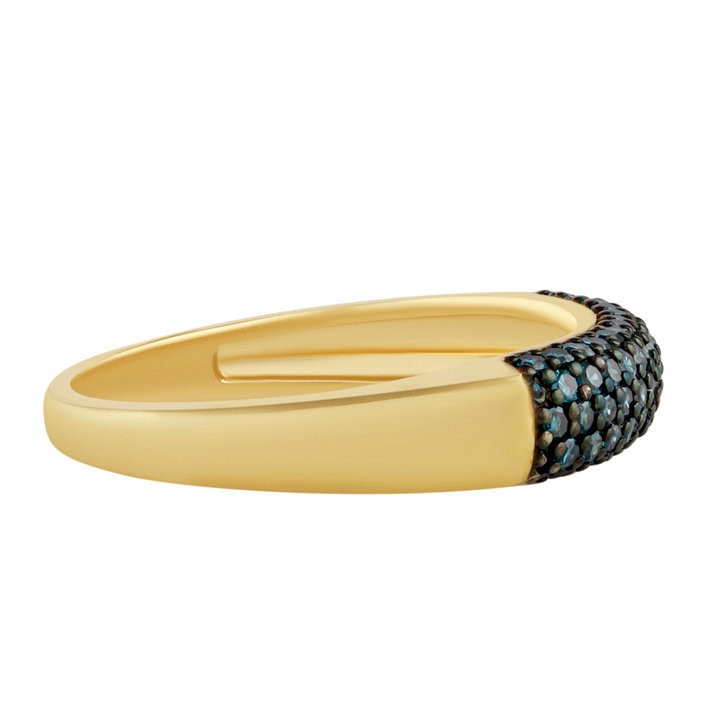 Anillo de Plata Bañada en Oro con Diamante Azul