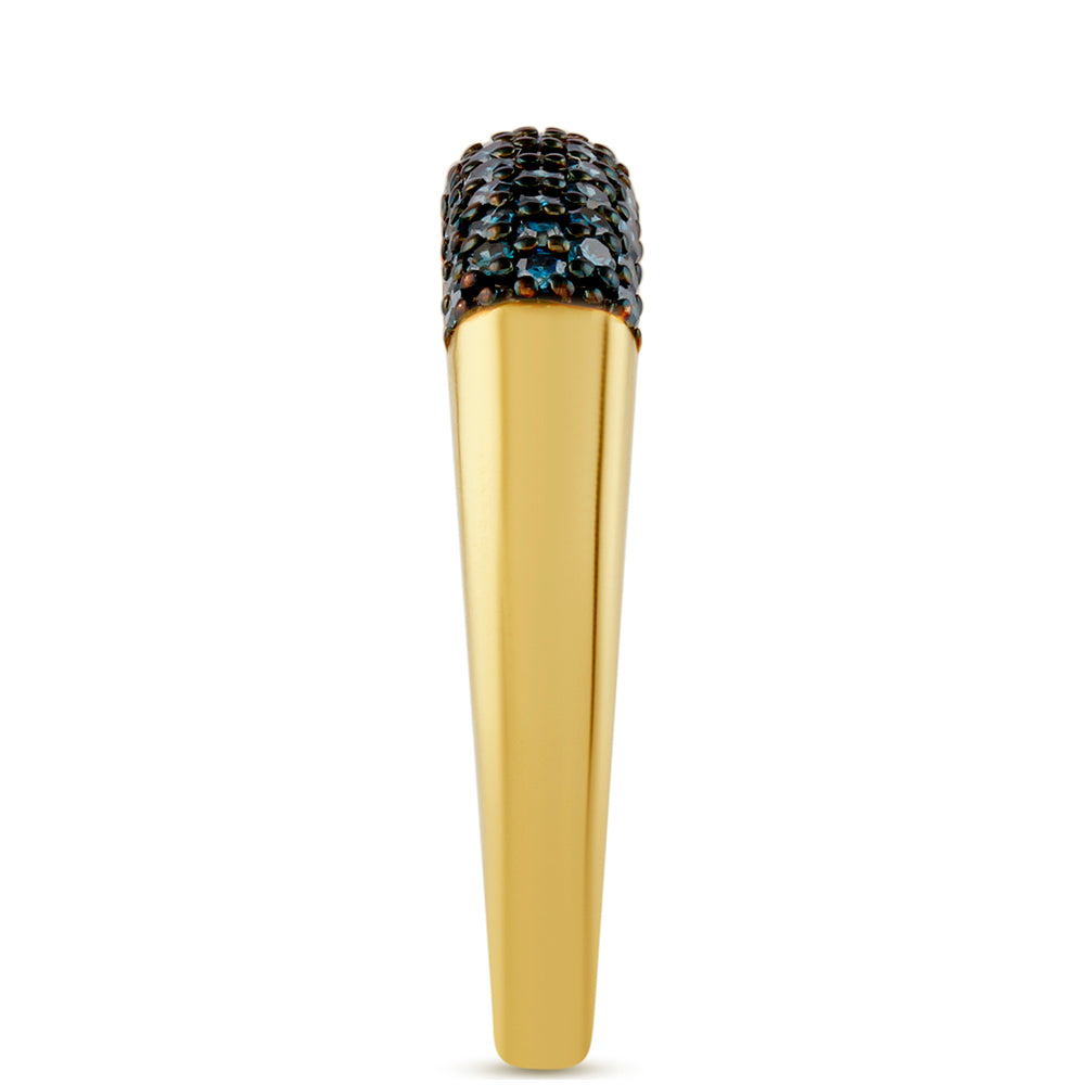 Anillo de Plata Bañada en Oro con Diamante Azul 3 