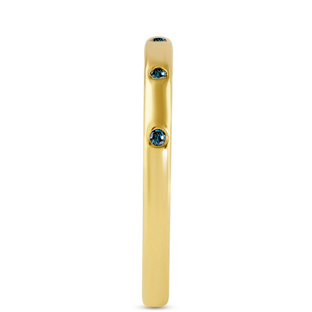 Anillo de Plata Bañada en Oro con Diamante Azul 2 