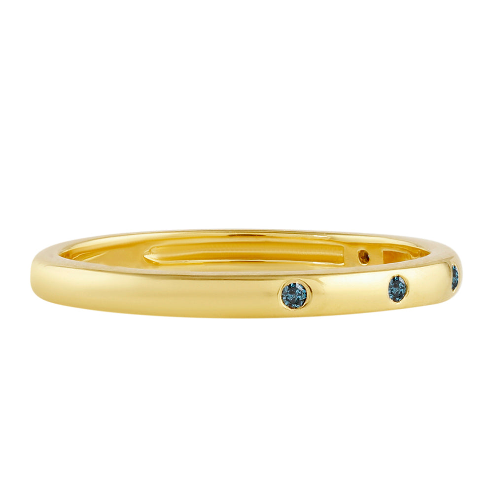 Anillo de Plata Bañada en Oro con Diamante Azul 4 