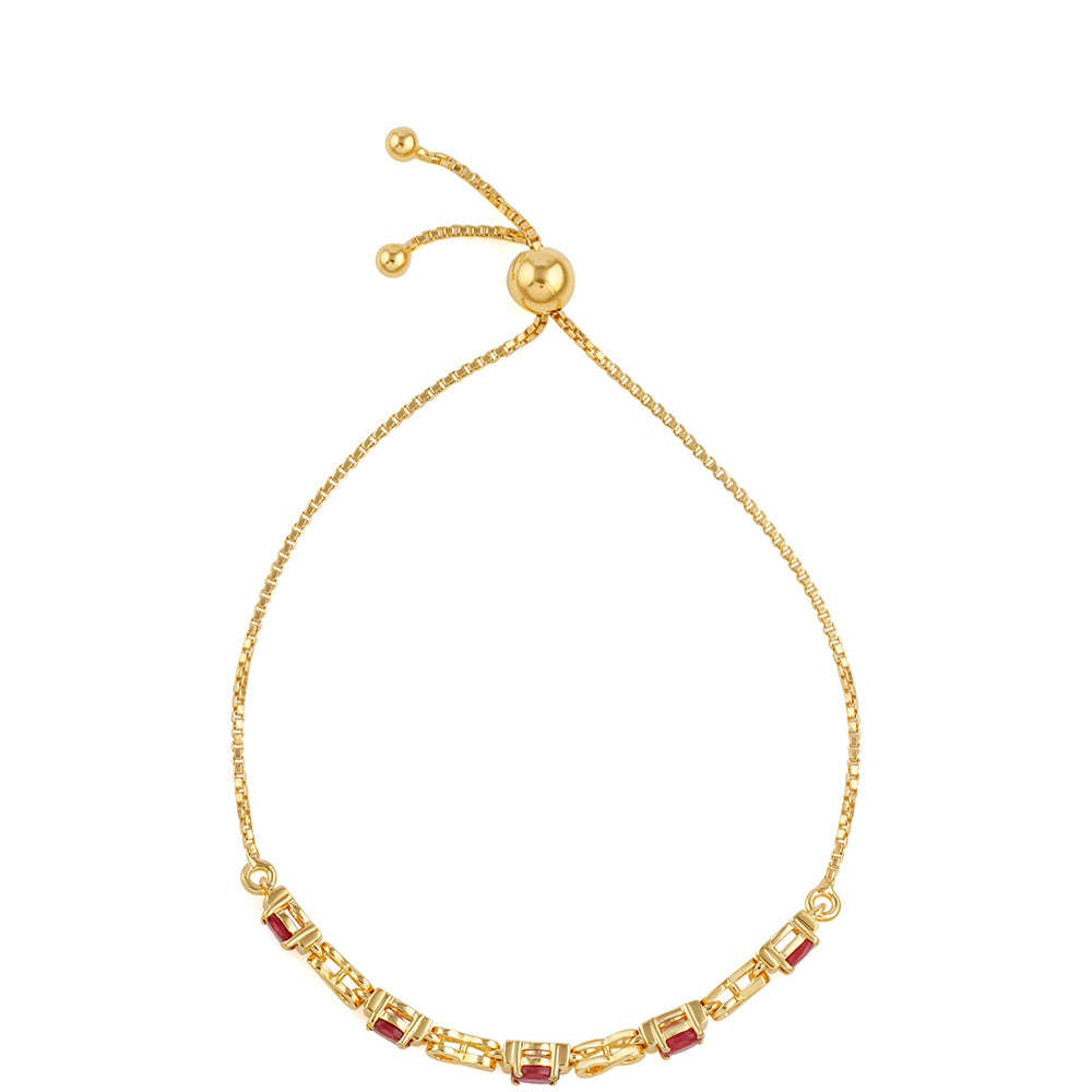 Pulsera de Plata Bañada en Oro con Rubí de Tailandia 2 