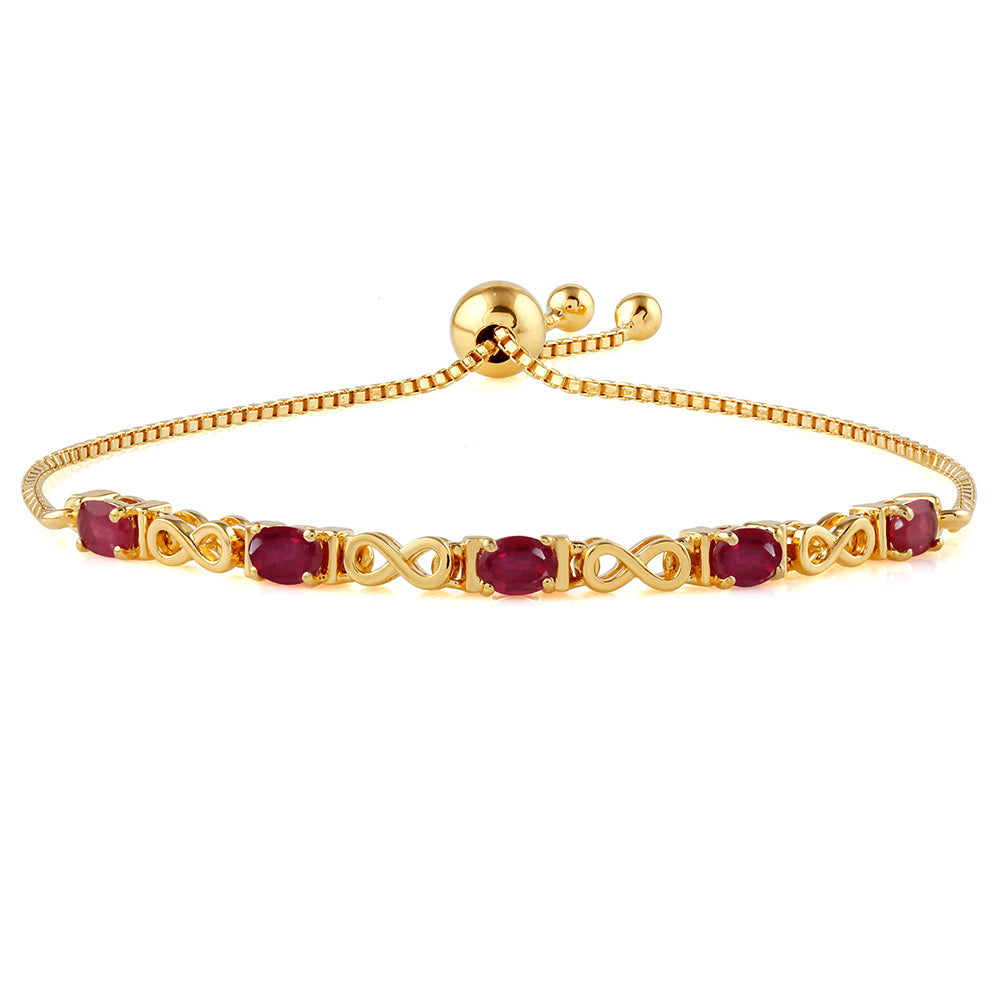 Pulsera de Plata Bañada en Oro con Rubí de Tailandia 1 