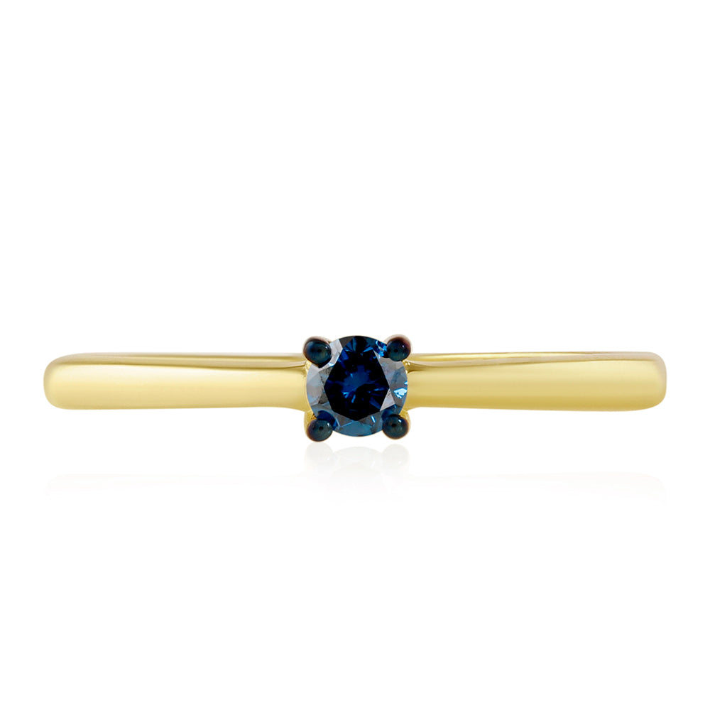 Anillo de Plata Bañada en Oro con Diamante Azul 1 