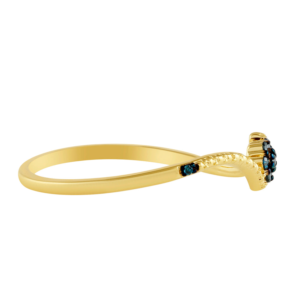 Anillo de Plata Bañada en Oro con Diamante Azul 4 