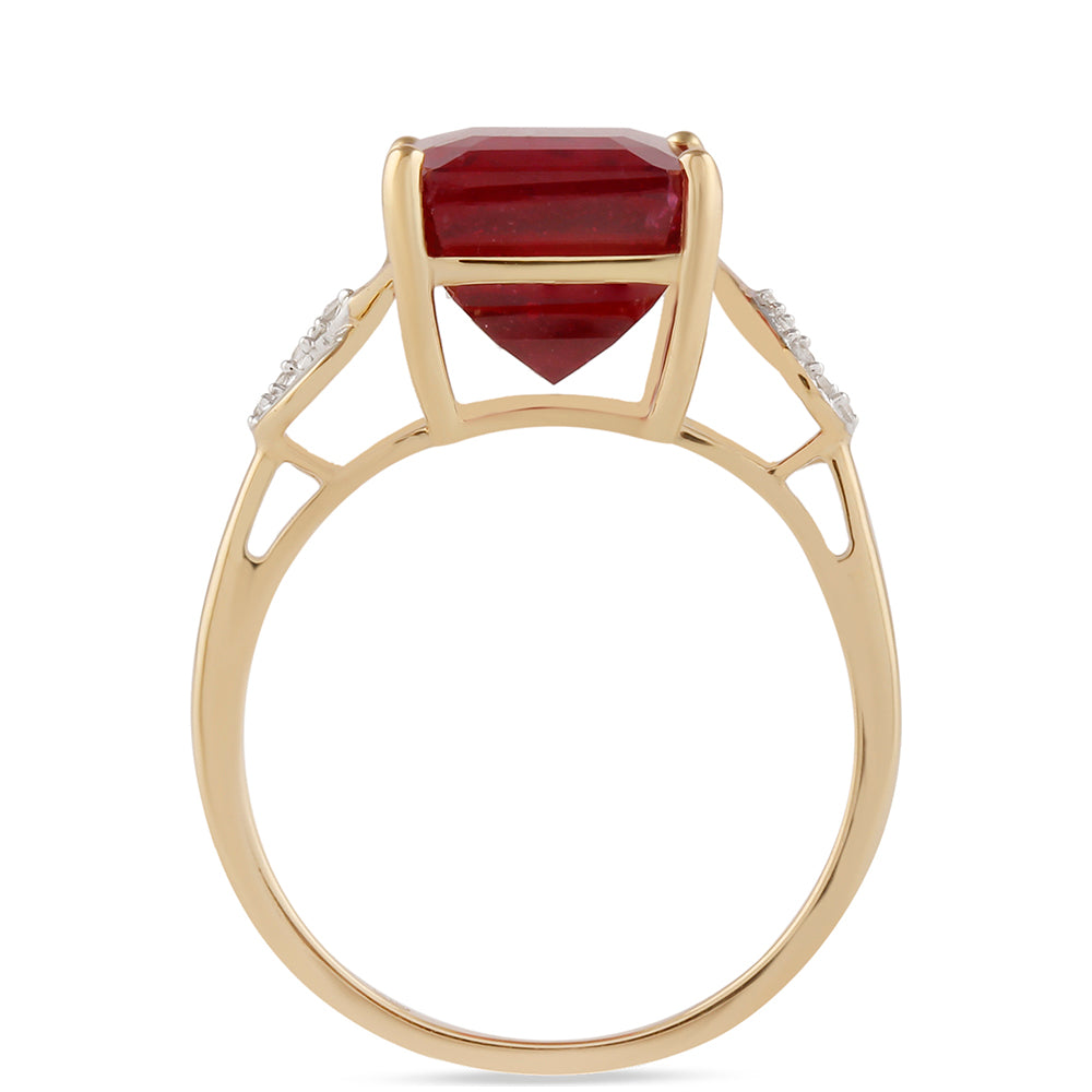 Anillo de Oro 9K con Rubí de Madagascar y Zircón Blanco
