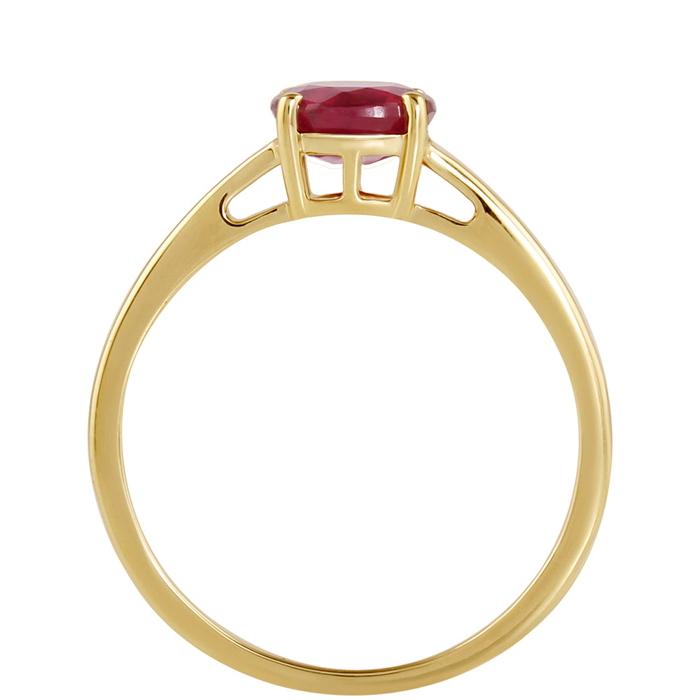 Anillo de Plata Bañada en Oro con Rubí de Tailandia 4 