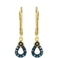 Pendientes de Plata Bañada en Oro con Diamante Azul
