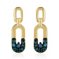 Pendientes de Plata Bañada en Oro con Diamante Azul