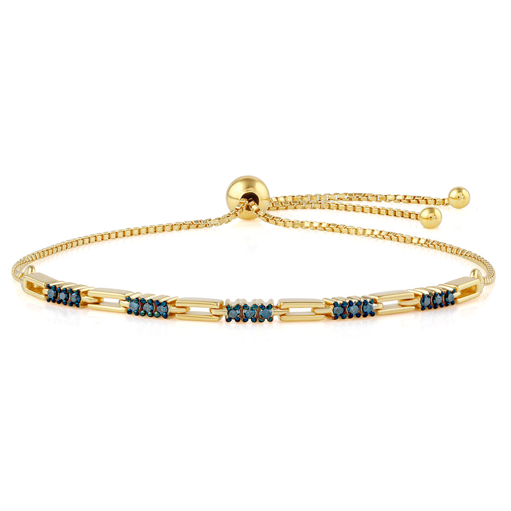 Pulsera de Plata Bañada en Oro con Diamante Azul 1 