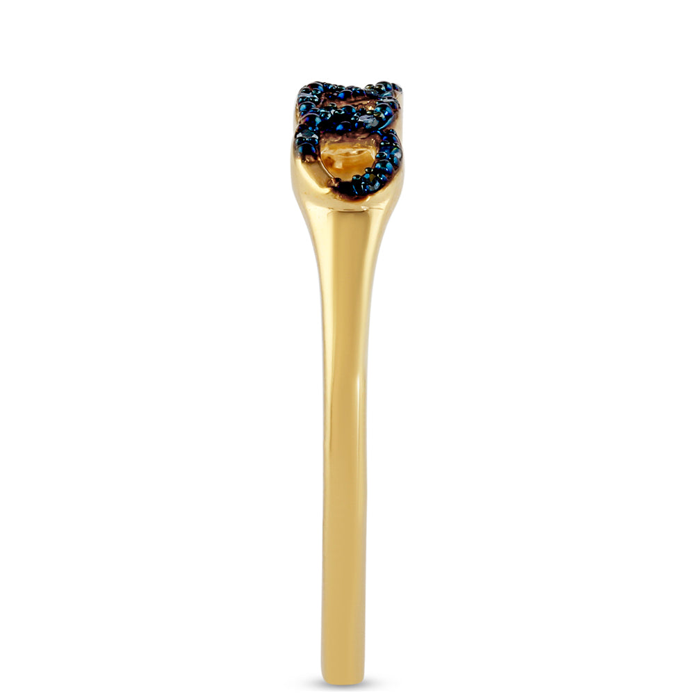 Anillo de Plata Bañada en Oro con Diamante Azul 3 